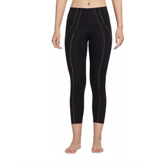 Nike Yoga Training Tights Black Metallic Rose Gold M - Picture 1 of 7